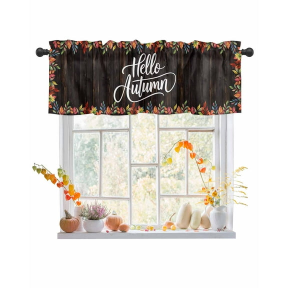 Valances for Windows Fall Maple Rod Pocket Cafe Window Treatments Valance Curtains for Kitchen Bathroom Laundry Basement Windows 56"x16"