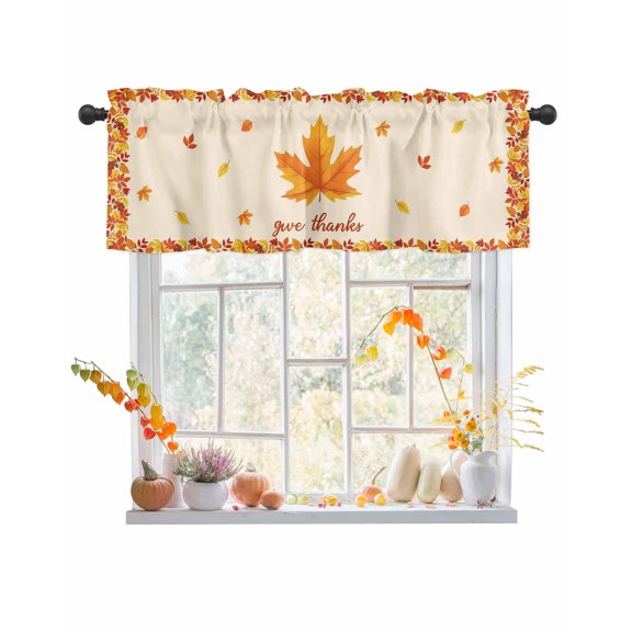 Valances for Windows Fall Maple Rod Pocket Cafe Window Treatments Valance Curtains for Kitchen Bathroom Laundry Basement Windows 56"x16"