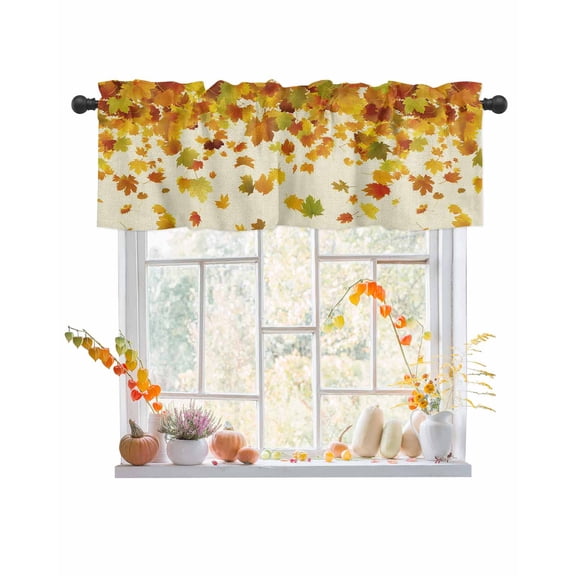 Valances for Windows Fall Maple Rod Pocket Cafe Window Treatments Valance Curtains for Kitchen Bathroom Laundry Basement Windows 60"x14"