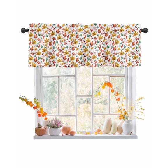 Valances for Windows Fall Maple Rod Pocket Cafe Window Treatments Valance Curtains for Kitchen Bathroom Laundry Basement Windows 60"x14"