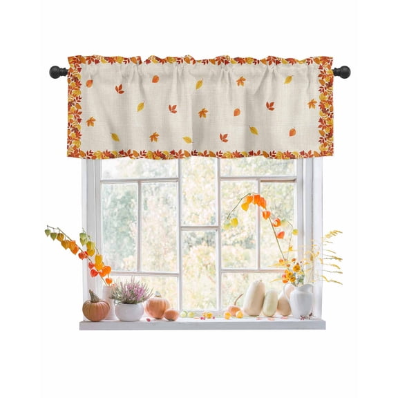 Valances for Windows Fall Maple Rod Pocket Cafe Window Treatments Valance Curtains for Kitchen Bathroom Laundry Basement Windows 60"x18"