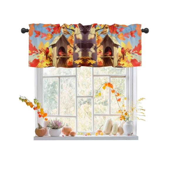 Valances for Windows Fall Maple Rod Pocket Cafe Window Treatments Valance Curtains for Kitchen Bathroom Laundry Basement Windows 54"x18"