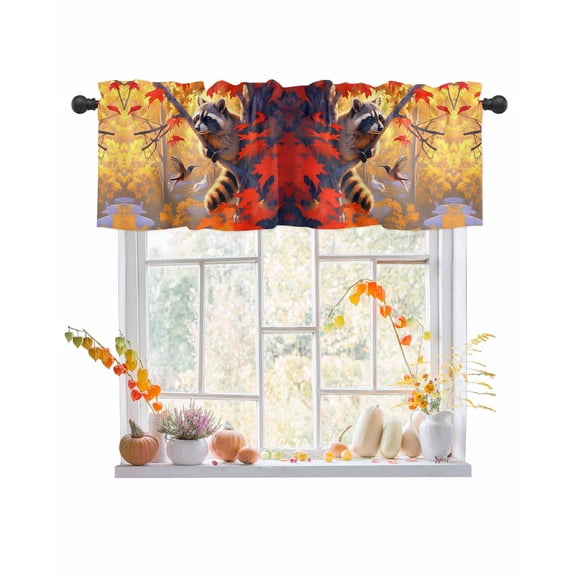 Valances for Windows Fall Maple Rod Pocket Cafe Window Treatments Valance Curtains for Kitchen Bathroom Laundry Basement Windows 56"x16"