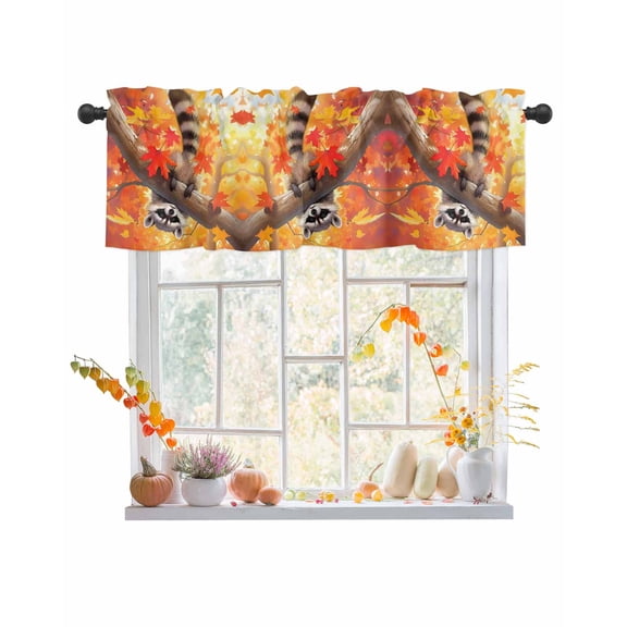 Valances for Windows Fall Maple Rod Pocket Cafe Window Treatments Valance Curtains for Kitchen Bathroom Laundry Basement Windows 56"x16"
