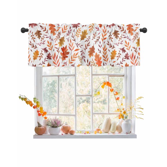 Valances for Windows Fall Maple Rod Pocket Cafe Window Treatments Valance Curtains for Kitchen Bathroom Laundry Basement Windows 56"x16"