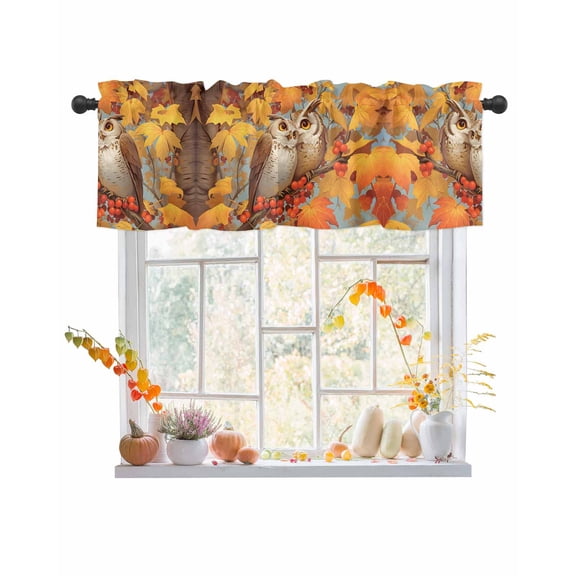 Valances for Windows Fall Maple Rod Pocket Cafe Window Treatments Valance Curtains for Kitchen Bathroom Laundry Basement Windows 56"x16"