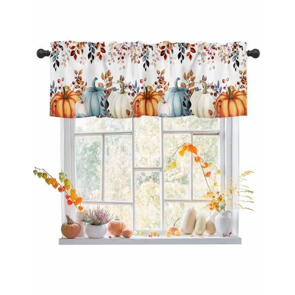 Valances for Windows Fall Orange Rod Pocket Cafe Window Treatments Valance Curtains for Kitchen Bathroom Laundry Basement Windows 60"x14"