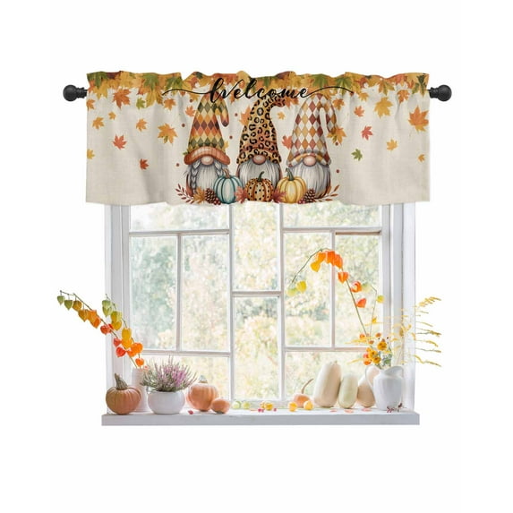 Valances for Windows Fall Welcome Rod Pocket Cafe Window Treatments Valance Curtains for Kitchen Bathroom Laundry Basement Windows 60"x18"