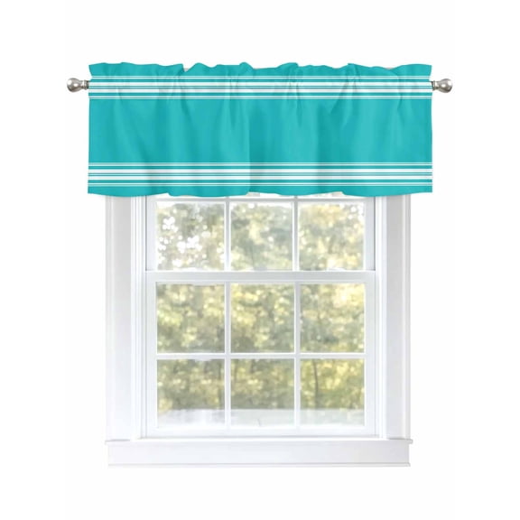 Valances for Windows Farmhouse Aqua Rod Pocket Cafe Window Treatments Valance Curtains for Kitchen Bathroom Laundry Basement Windows 42"x12"