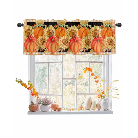 Valances for Windows Farmhouse Rod Pocket Cafe Window Treatments Valance Curtains for Kitchen Bathroom Laundry Basement Windows 56"x16"
