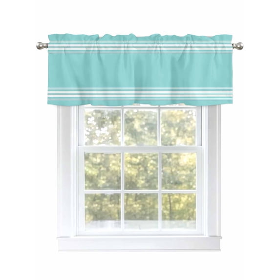 Valances for Windows Farmhouse Teal Rod Pocket Cafe Window Treatments Valance Curtains for Kitchen Bathroom Laundry Basement Windows 54"x18"