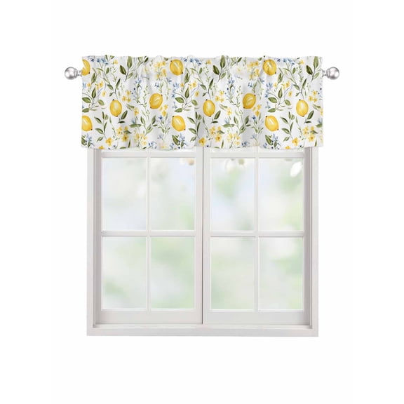 Valances for Windows Farmhouse Yellow Rod Pocket Cafe Window Treatments Valance Curtains for Kitchen Bathroom Laundry Basement Windows 42"x12"