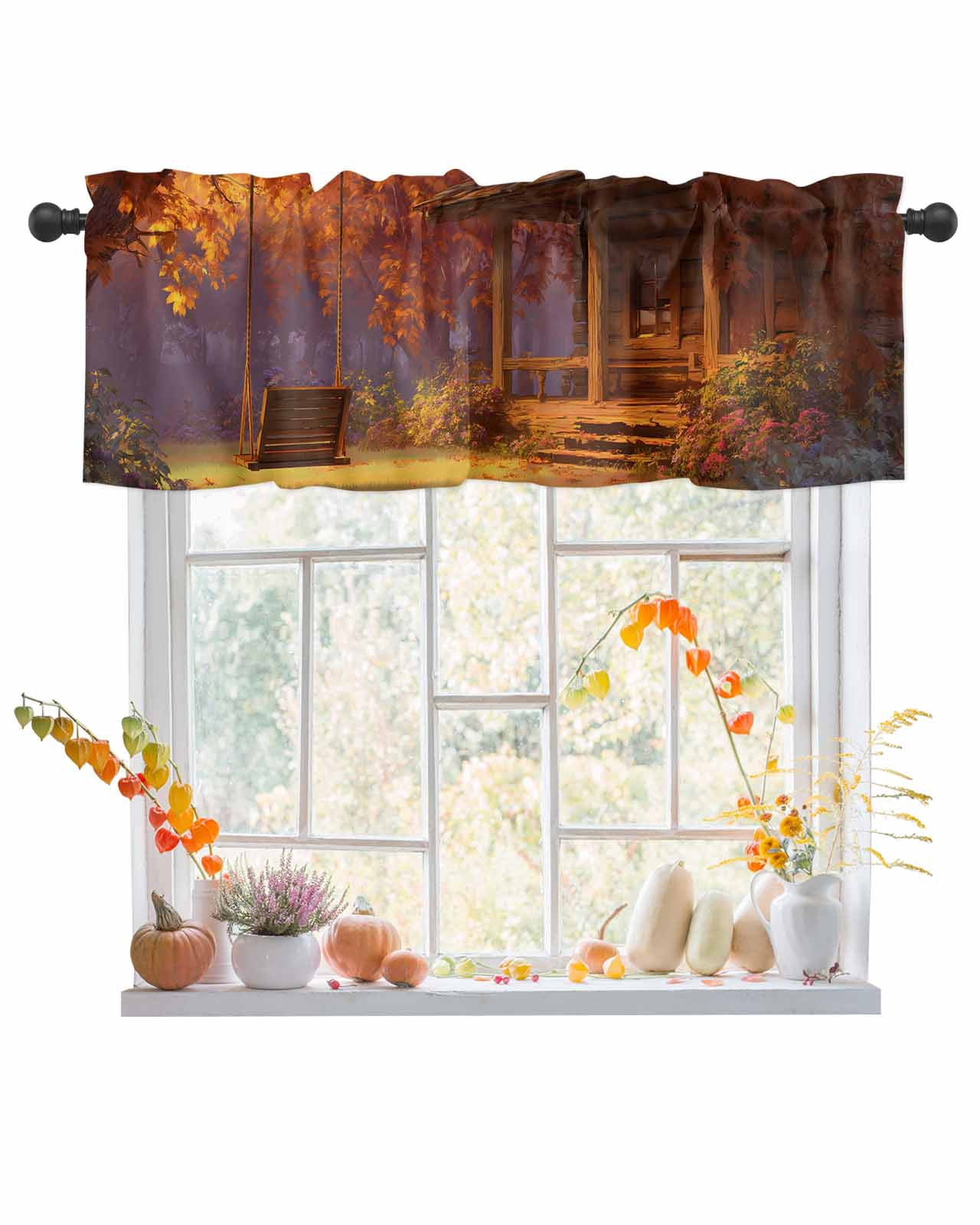 Valances for Windows Forest Cabin Rod Pocket Cafe Window Treatments ...