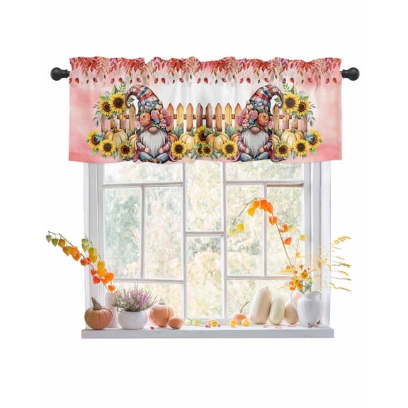 Valances for Windows Gnome Pumpkin Rod Pocket Cafe Window Treatments Valance Curtains for Kitchen Bathroom Laundry Basement Windows 60"x14"