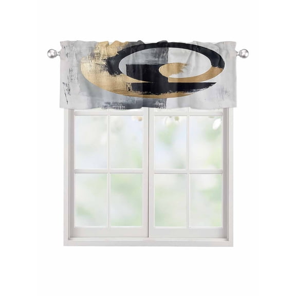 Valances for Windows Gold Black Rod Pocket Cafe Window Treatments Valance Curtains for Kitchen Bathroom Laundry Basement Windows 60"x14"