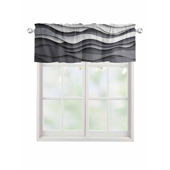 Valances for Windows Gray White Rod Pocket Cafe Window Treatments Valance Curtains for Kitchen Bathroom Laundry Basement Windows 42"x18"
