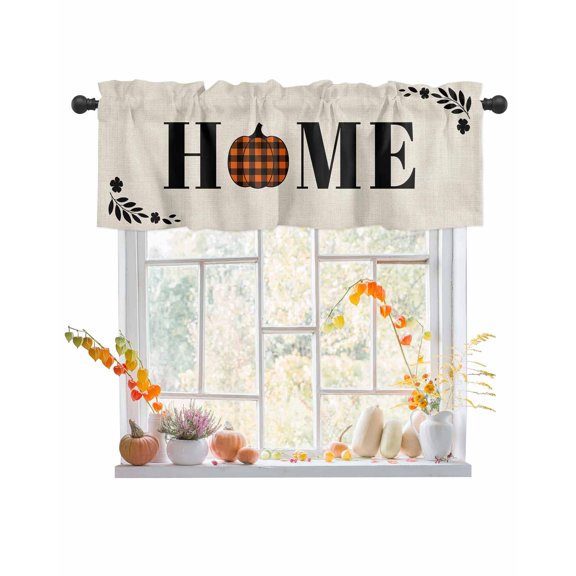 Valances for Windows HOME Leaf Rod Pocket Cafe Window Treatments Valance Curtains for Kitchen Bathroom Laundry Basement Windows 60"x14"