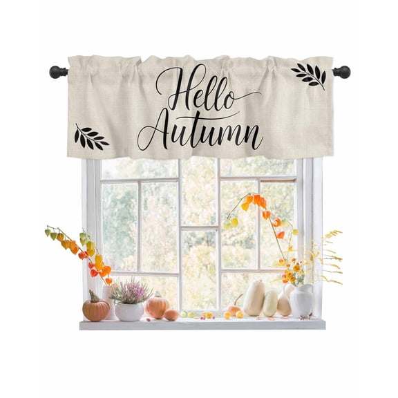Valances for Windows Hello Autumn Rod Pocket Cafe Window Treatments Valance Curtains for Kitchen Bathroom Laundry Basement Windows 60"x14"
