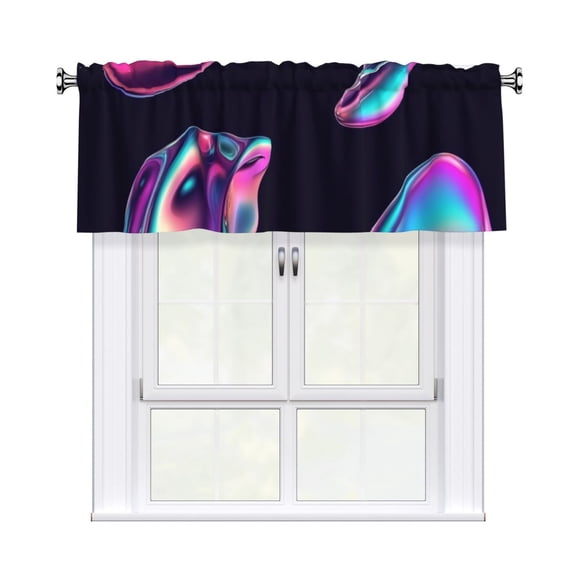 Valances for Windows Kitchen Curtains Small Treatments Valance, 3d Chrome Shape (3) 42x18 inch