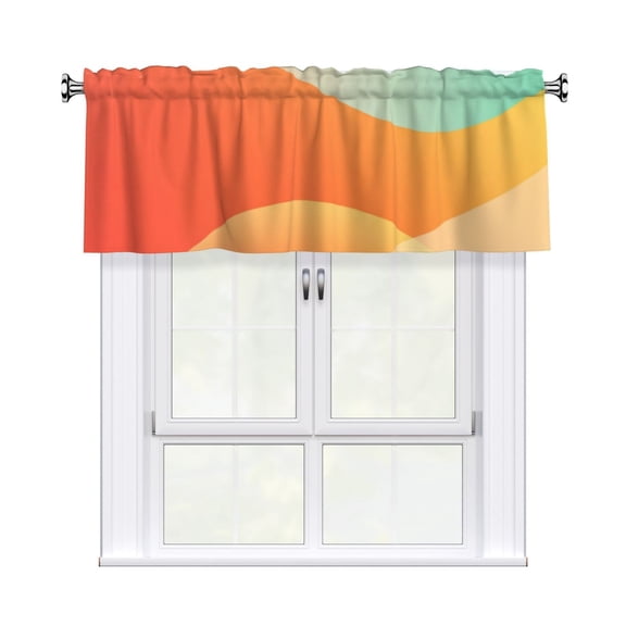 Valances for Windows Kitchen Curtains Small Treatments Valance, Abstract Colorful Green And Red Vector Wave 42x12 inch