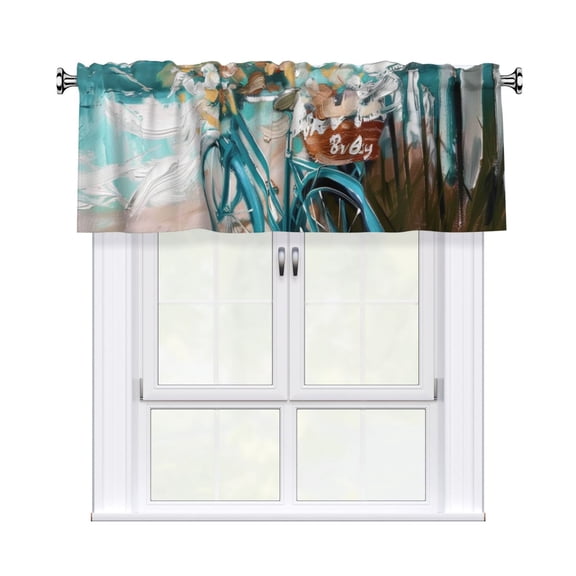 Valances for Windows Kitchen Curtains Small Treatments Valance, Bike 42x12 inch
