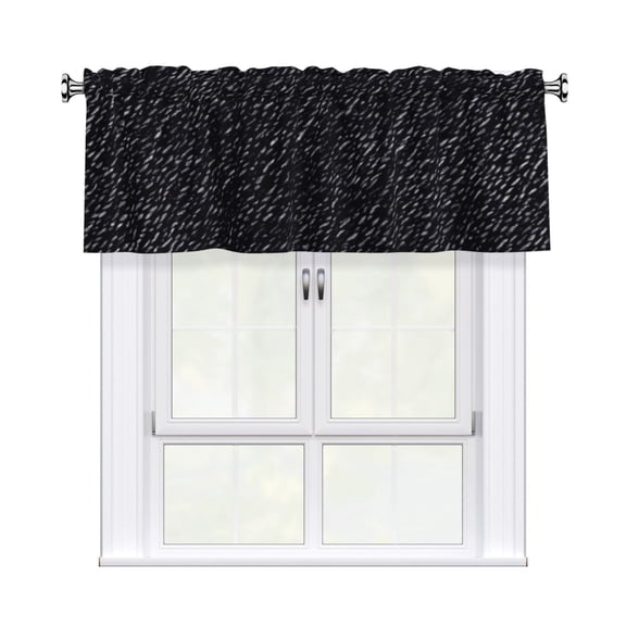 Valances for Windows Kitchen Curtains Small Treatments Valance, Black Denim Pattern Texture (2) 52x18 inch