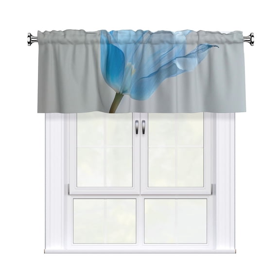 Valances for Windows Kitchen Curtains Small Treatments Valance, Blue Tulip 52x18 inch