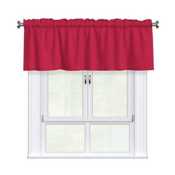 Valances for Windows Kitchen Curtains Small Treatments Valance, Bright Maroon 42x12 inch