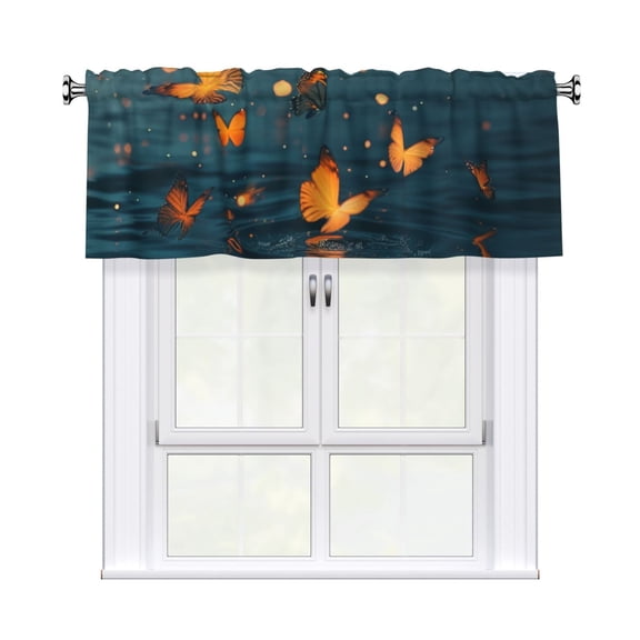 Valances for Windows Kitchen Curtains Small Treatments Valance, Butterfly Ocean (21) 60x18 inch