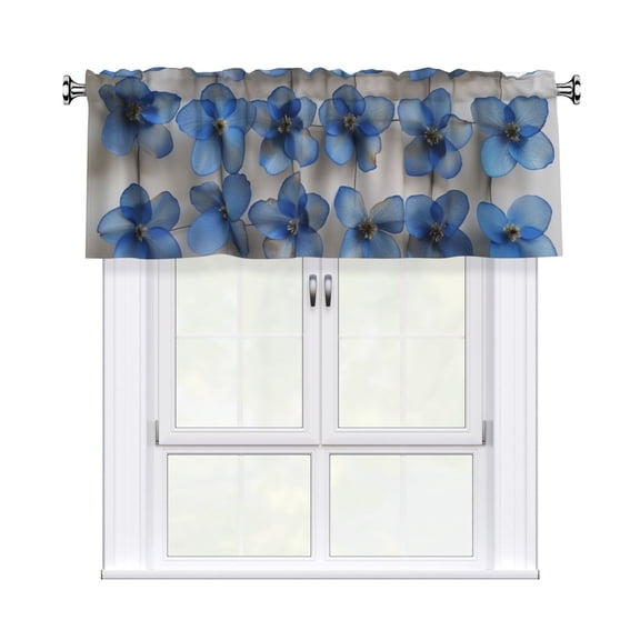 Valances for Windows Kitchen Curtains Small Treatments Valance, Cobalt Blue Flowers 42x12 inch
