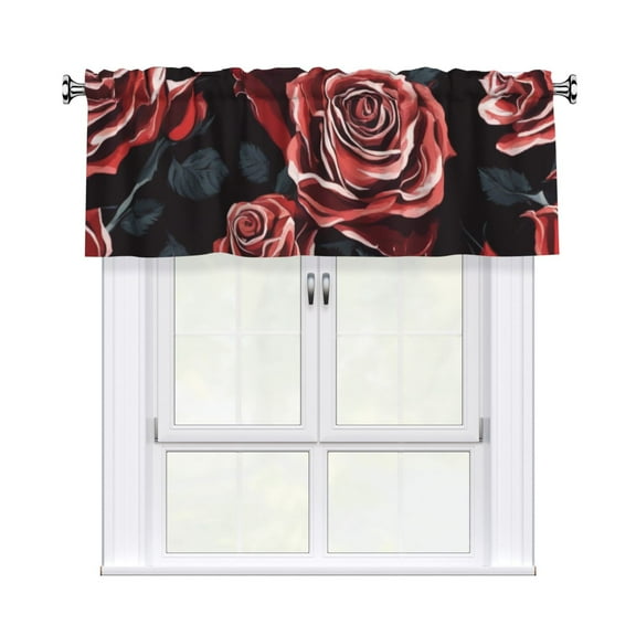Valances for Windows Kitchen Curtains Small Treatments Valance, Dark Rose Red 42x12 inch