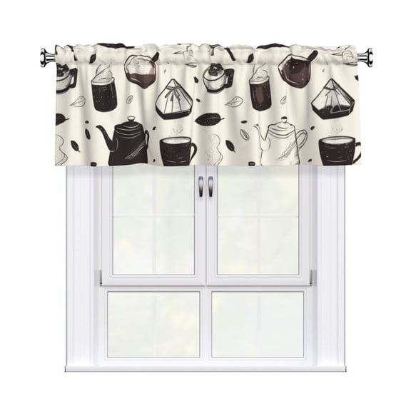 Valances for Windows Kitchen Curtains Small Treatments Valance, Drip Coffee Maker Pattern 42x12 inch