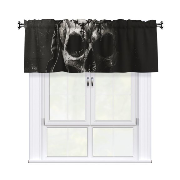 Valances for Windows Kitchen Curtains Small Treatments Valance, Ghastly Jester Skull 42x12 inch