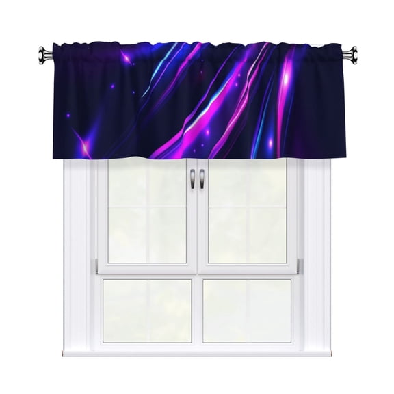 Valances for Windows Kitchen Curtains Small Treatments Valance, Glitter Light Fire Flare Trace. (1) 52x12 inch