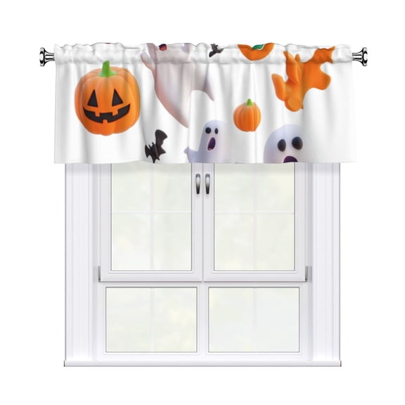 Valances for Windows Kitchen Curtains Small Treatments Valance, Halloween 3d Elements (2) 42x12 inch