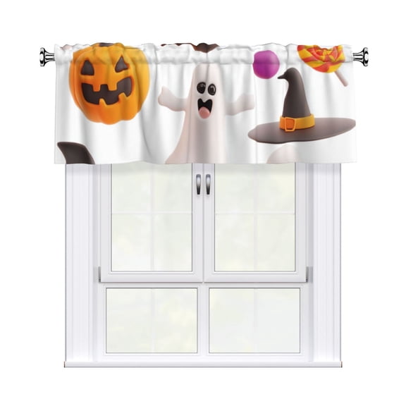 Valances for Windows Kitchen Curtains Small Treatments Valance, Halloween 3d Elements 42x12 inch