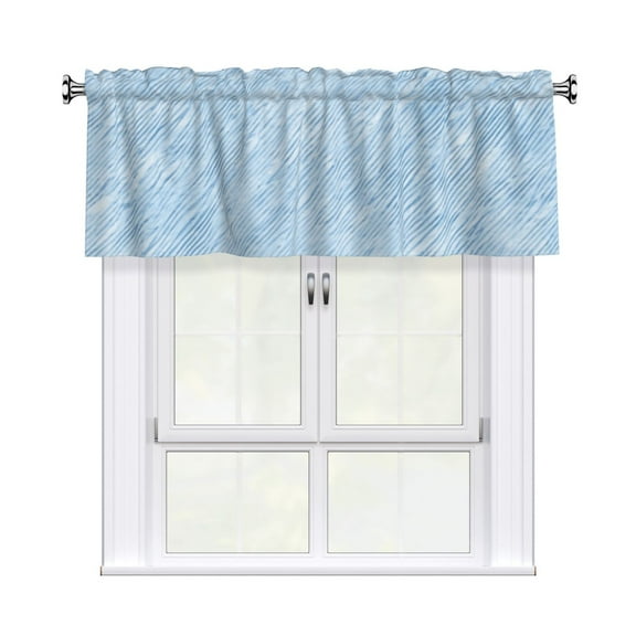 Valances for Windows Kitchen Curtains Small Treatments Valance, Light Blue Denim Pattern Texture 42x12 inch
