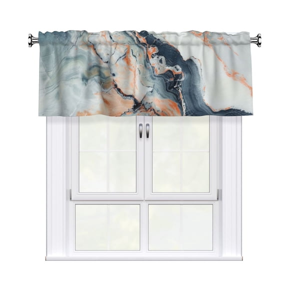 Valances for Windows Kitchen Curtains Small Treatments Valance, Marble Pattern Light Gold 42x18 inch