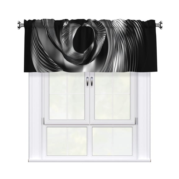 Valances for Windows Kitchen Curtains Small Treatments Valance, Silver Chrome Spiral Template (2) 42x18 inch