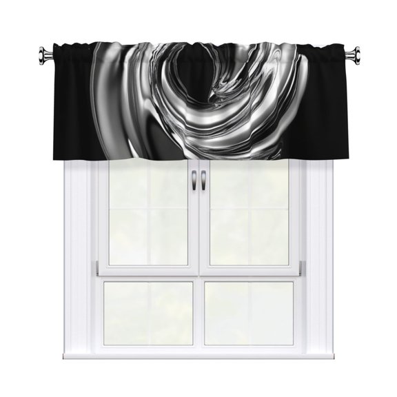 Valances for Windows Kitchen Curtains Small Treatments Valance, Silver Chrome Spiral Template (3) 60x18 inch