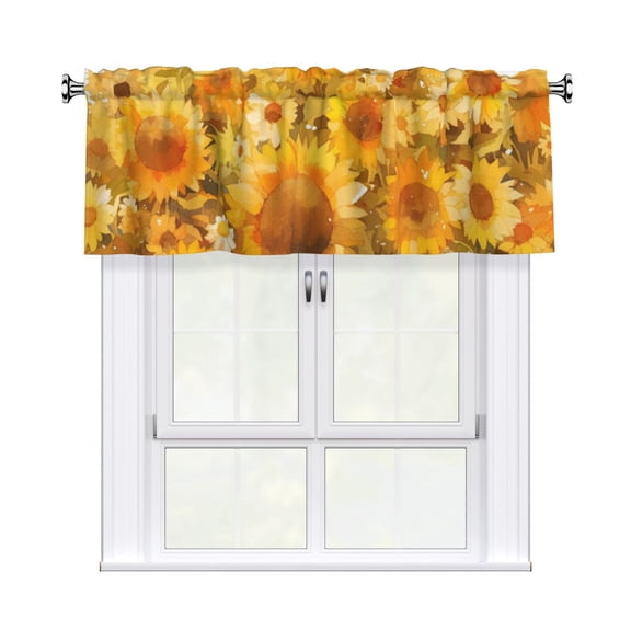 Valances for Windows Kitchen Curtains Small Treatments Valance, Sunflower 42x12 inch