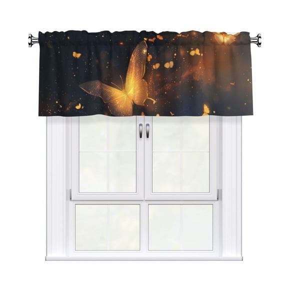 Valances for Windows Kitchen Curtains Small Treatments Valance, Universe Butterfly Glowing (19) 52x12 inch