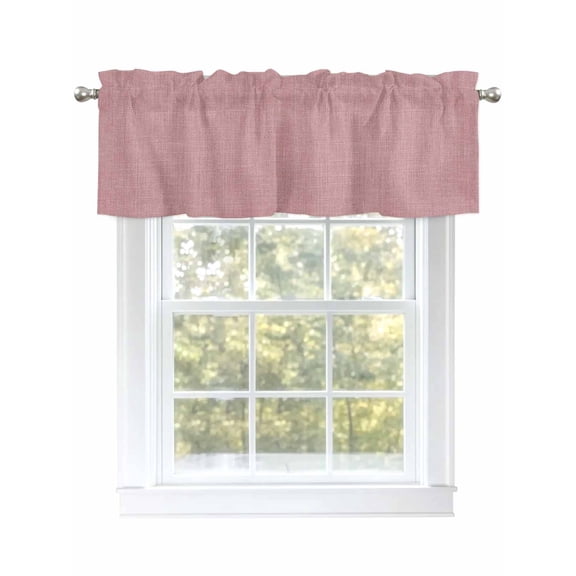 Valances for Windows Light Pink Linen Rod Pocket Cafe Window Treatments Valance Curtains for Kitchen Bathroom Laundry Basement Windows 60"x18"