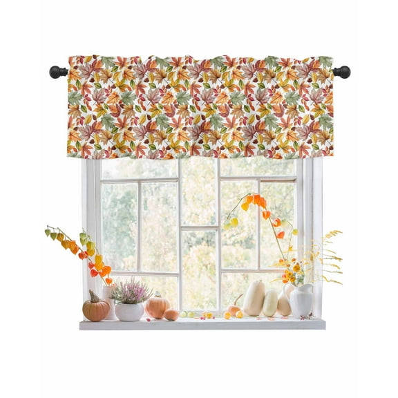 Valances for Windows Maple Rod Pocket Cafe Window Treatments Valance Curtains for Kitchen Bathroom Laundry Basement Windows 54"x18"