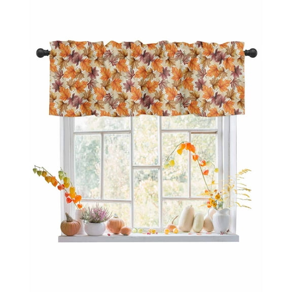 Valances for Windows Maple Rod Pocket Cafe Window Treatments Valance Curtains for Kitchen Bathroom Laundry Basement Windows 56"x16"