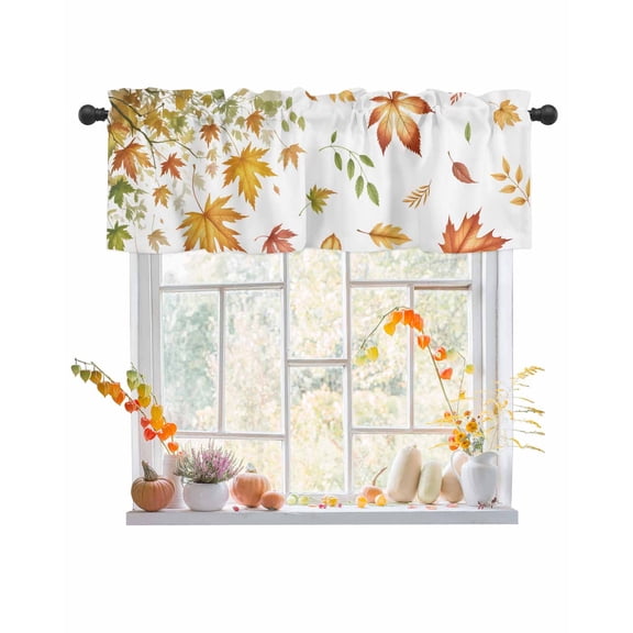 Valances for Windows Maple Rod Pocket Cafe Window Treatments Valance Curtains for Kitchen Bathroom Laundry Basement Windows 60"x14"