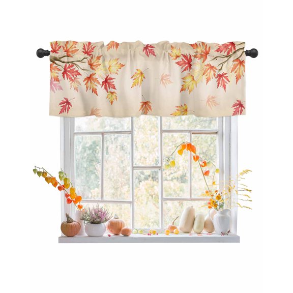 Valances for Windows Maple Rod Pocket Cafe Window Treatments Valance Curtains for Kitchen Bathroom Laundry Basement Windows 60"x14"