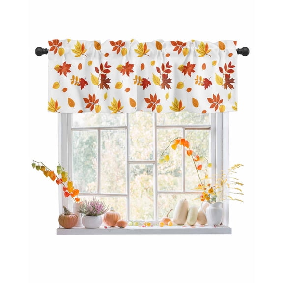 Valances for Windows Maple Rod Pocket Cafe Window Treatments Valance Curtains for Kitchen Bathroom Laundry Basement Windows 60"x18"