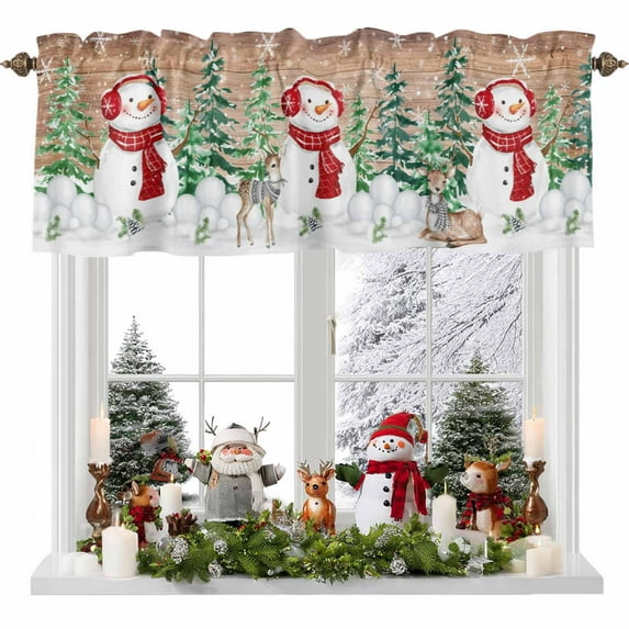 Valances for Windows Merry Christmas Leaf Rod Pocket Cafe Window Treatments Valance Curtains for Kitchen Bathroom Laundry Basement Windows 42"x18"