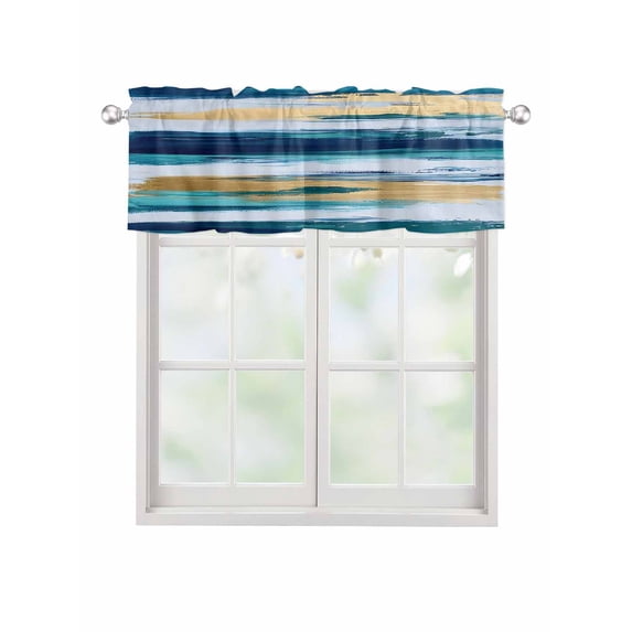 Valances for Windows Modern Abstract Rod Pocket Cafe Window Treatments Valance Curtains for Kitchen Bathroom Laundry Basement Windows 42"x12"